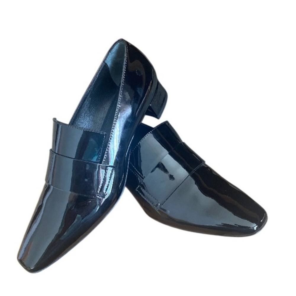 NWOT AGL Shiny Black Leather Loafers size 36.5